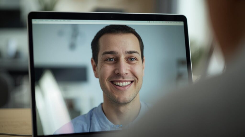 Professional participating in a video-based conversation to demonstrate real-world partner readiness.